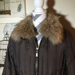 👚Michael Kors Brown Down & Fur Coat M